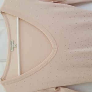 Boston Proper top S, light pink with crystals down the front, 100% Pima cotton